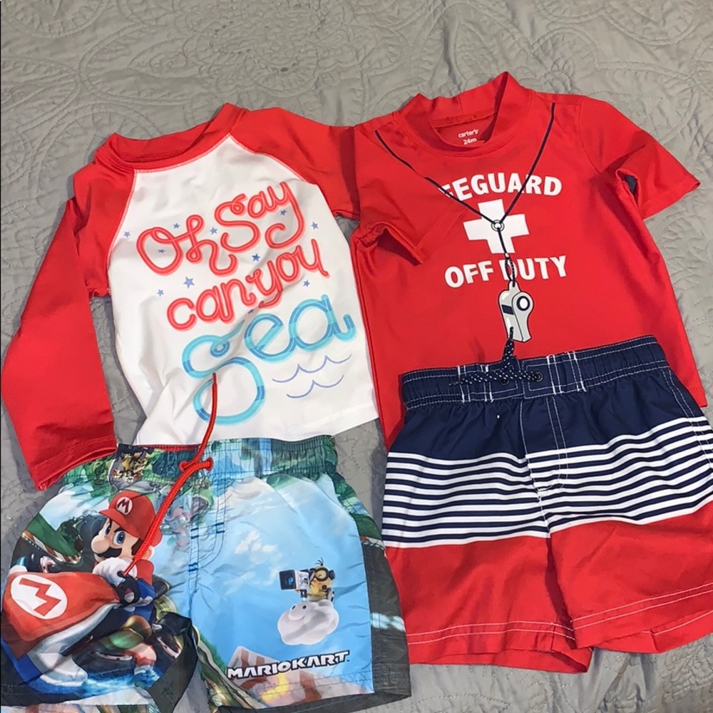 Boy swim wear. 24mo/2T. Cat & Jack, H&M (4pc Lot)